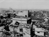 函館大火時、燃えた後の建物の写真