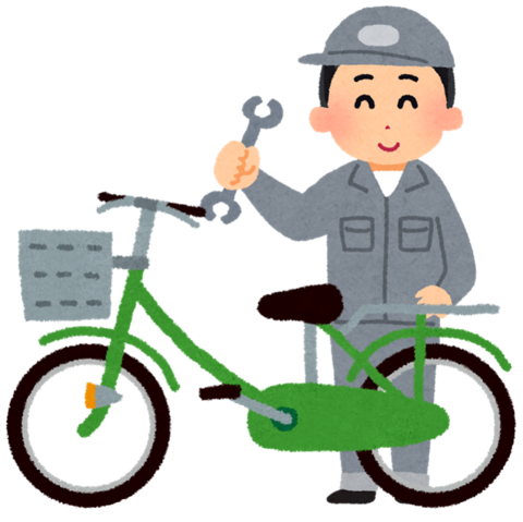 自転車を修理する人の画像