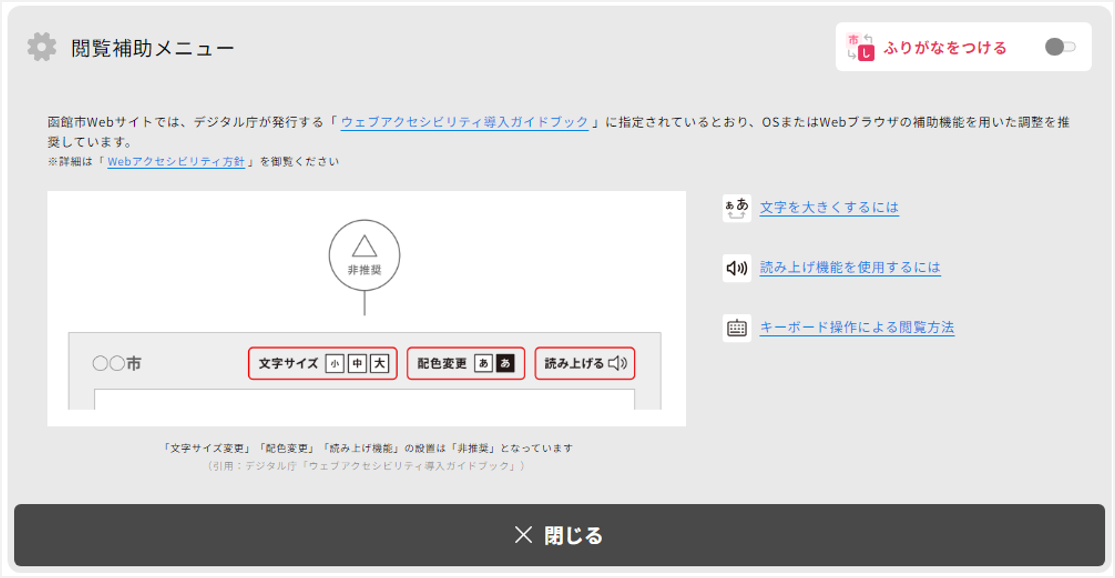 閲覧補助メニュー画像 閲覧補助メニュー画像