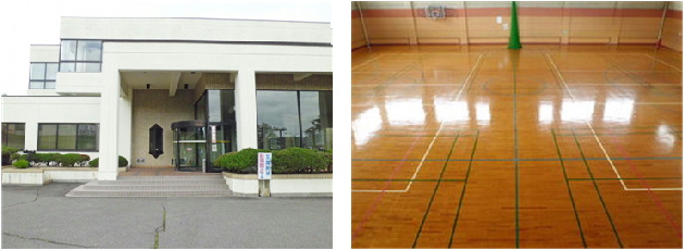 スポーツセンターの外観の写真とアリーナの写真.jpeg
