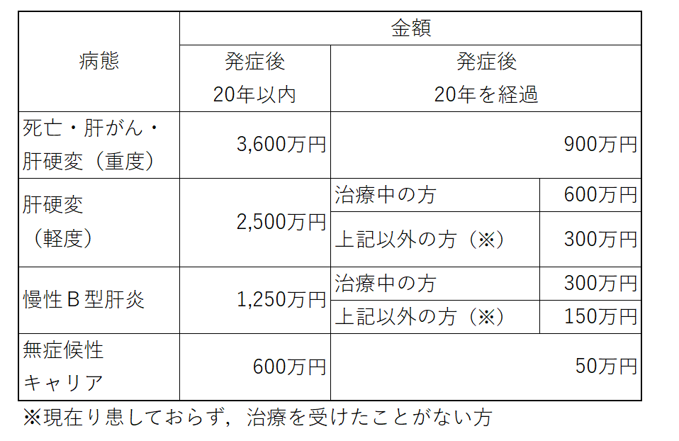 B型肝炎訴訟給付の内容
