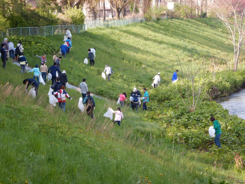 過去の亀田川一斉清掃風景