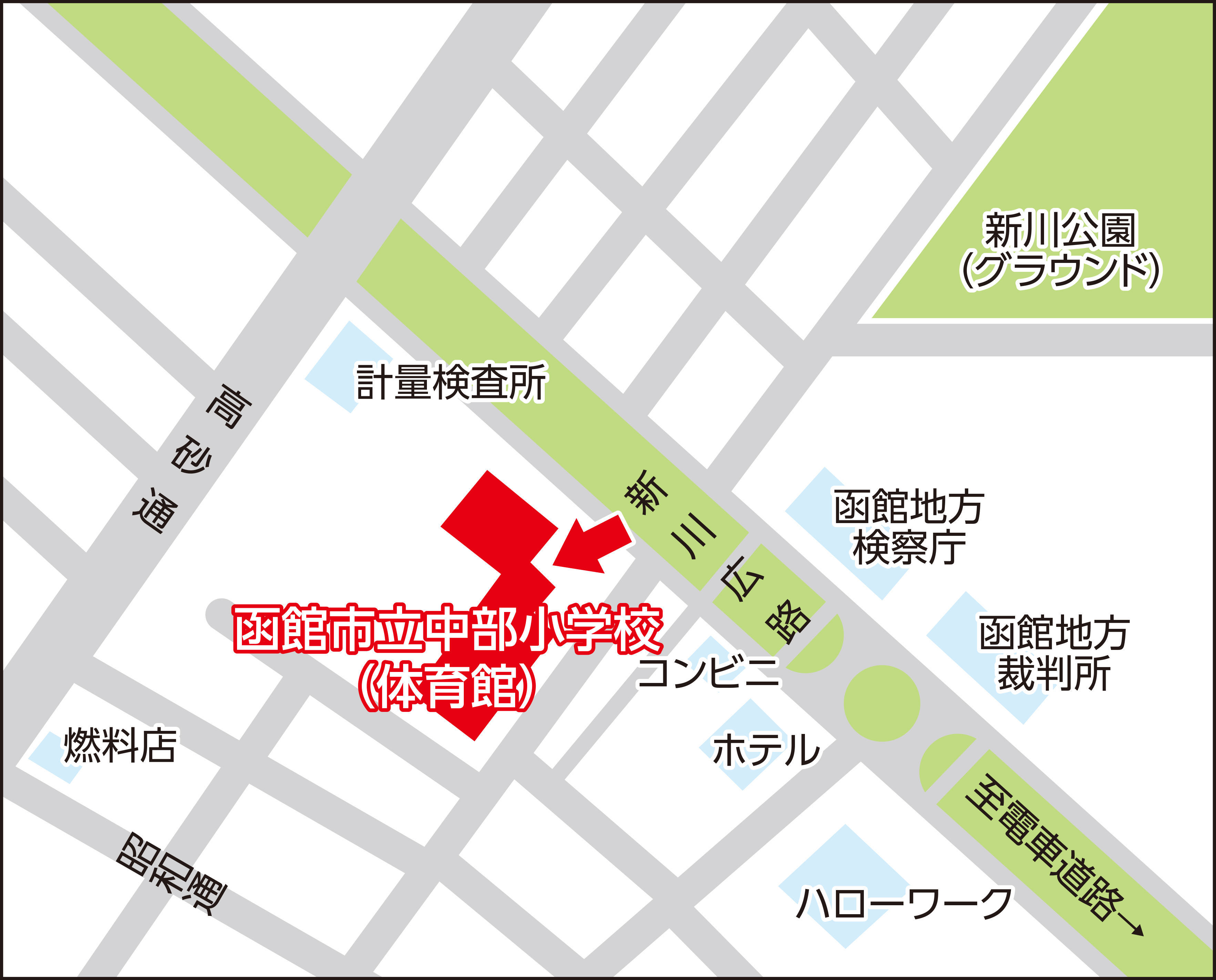 函館市立中部小学校の地図画像