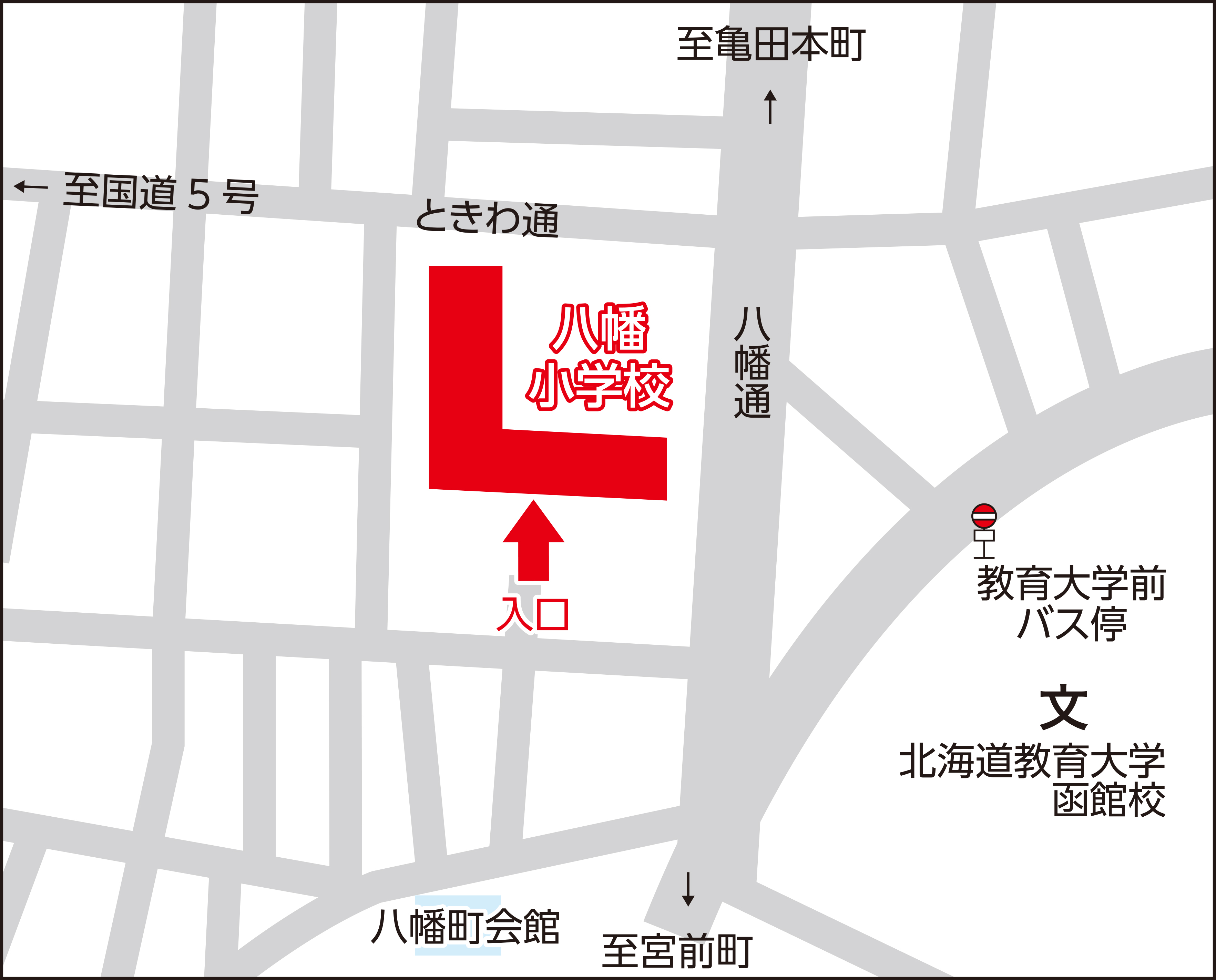 函館市立八幡小学校の地図画像