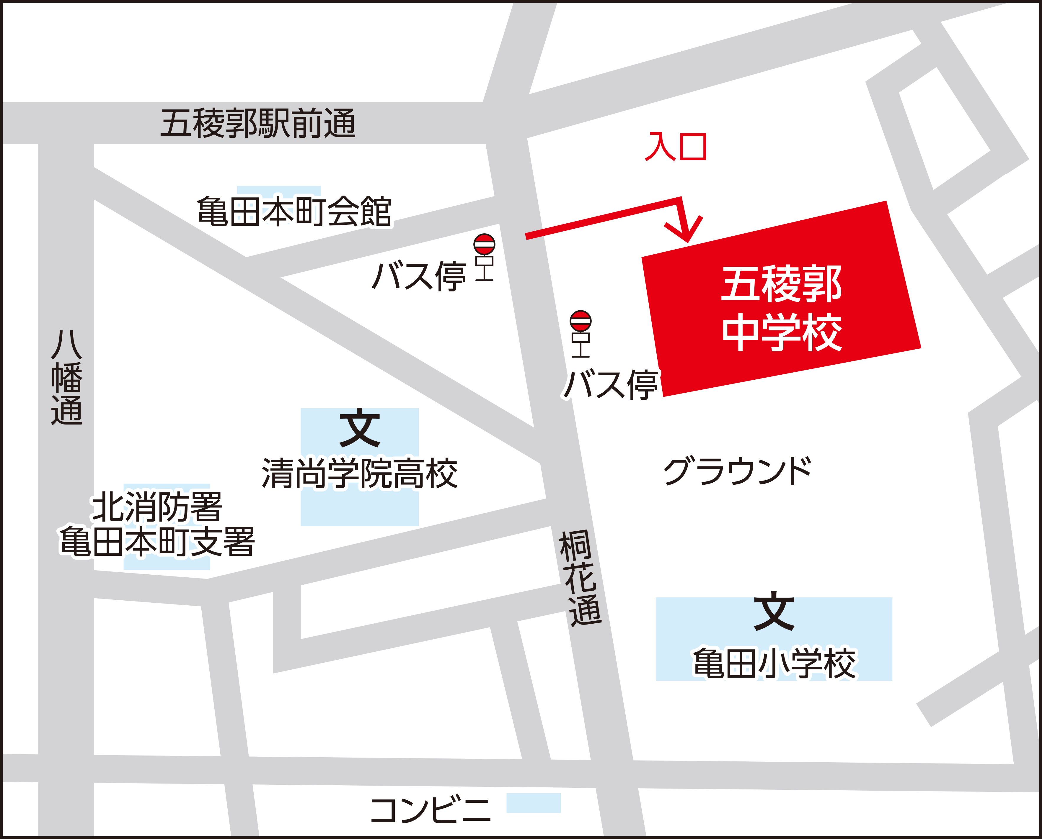 函館市立五稜郭中学校の地図画像