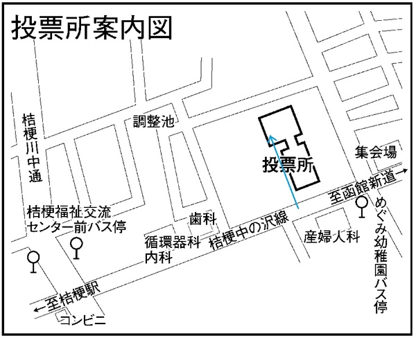 函館市立中の沢小学校の地図画像