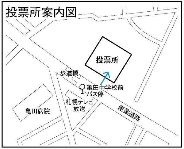 函館市立亀田中学校の地図画像