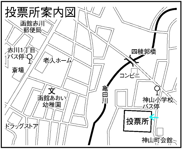 函館市立神山小学校の地図画像