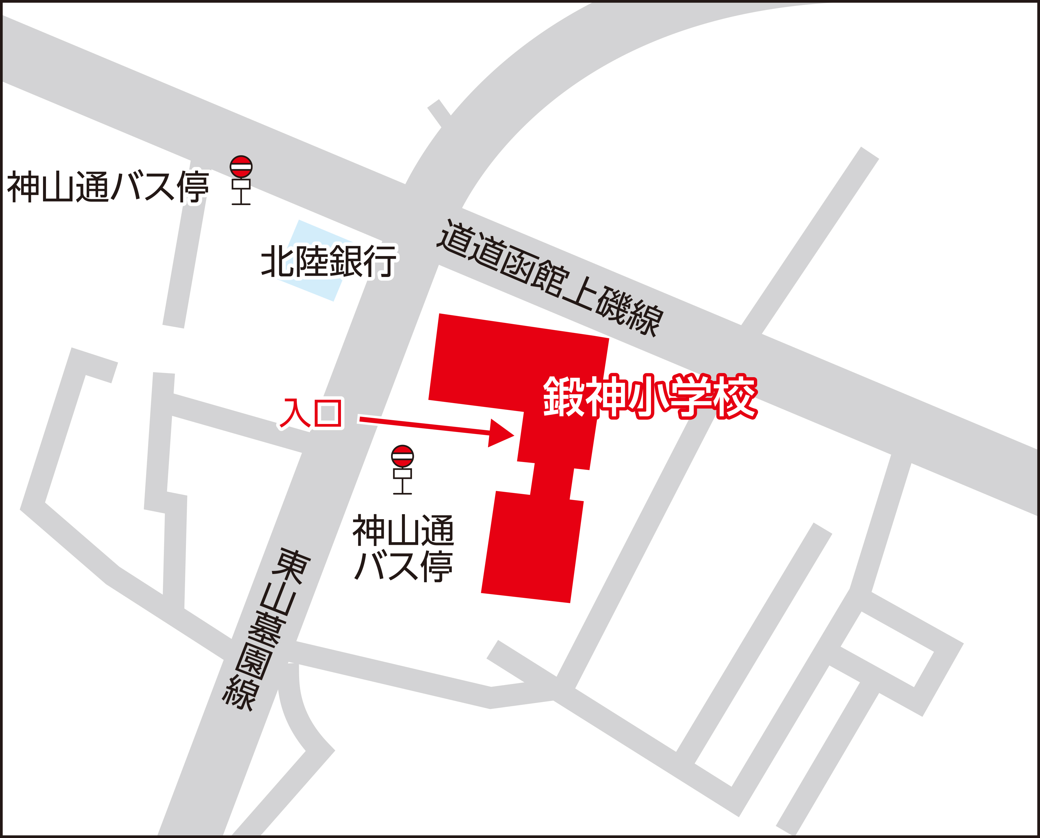 函館市立鍛神小学校の地図画像