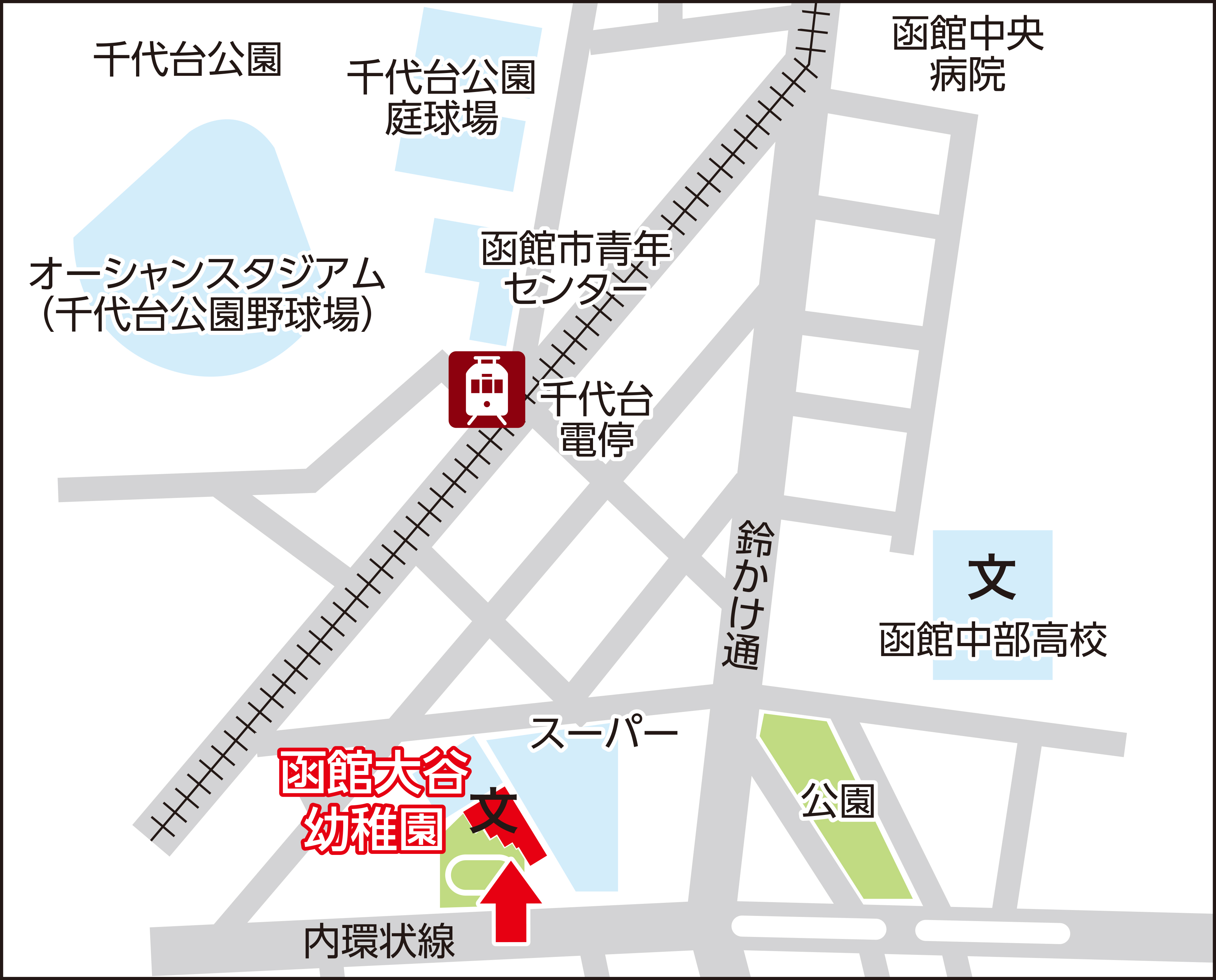 の函館大谷幼稚園の地図画像	