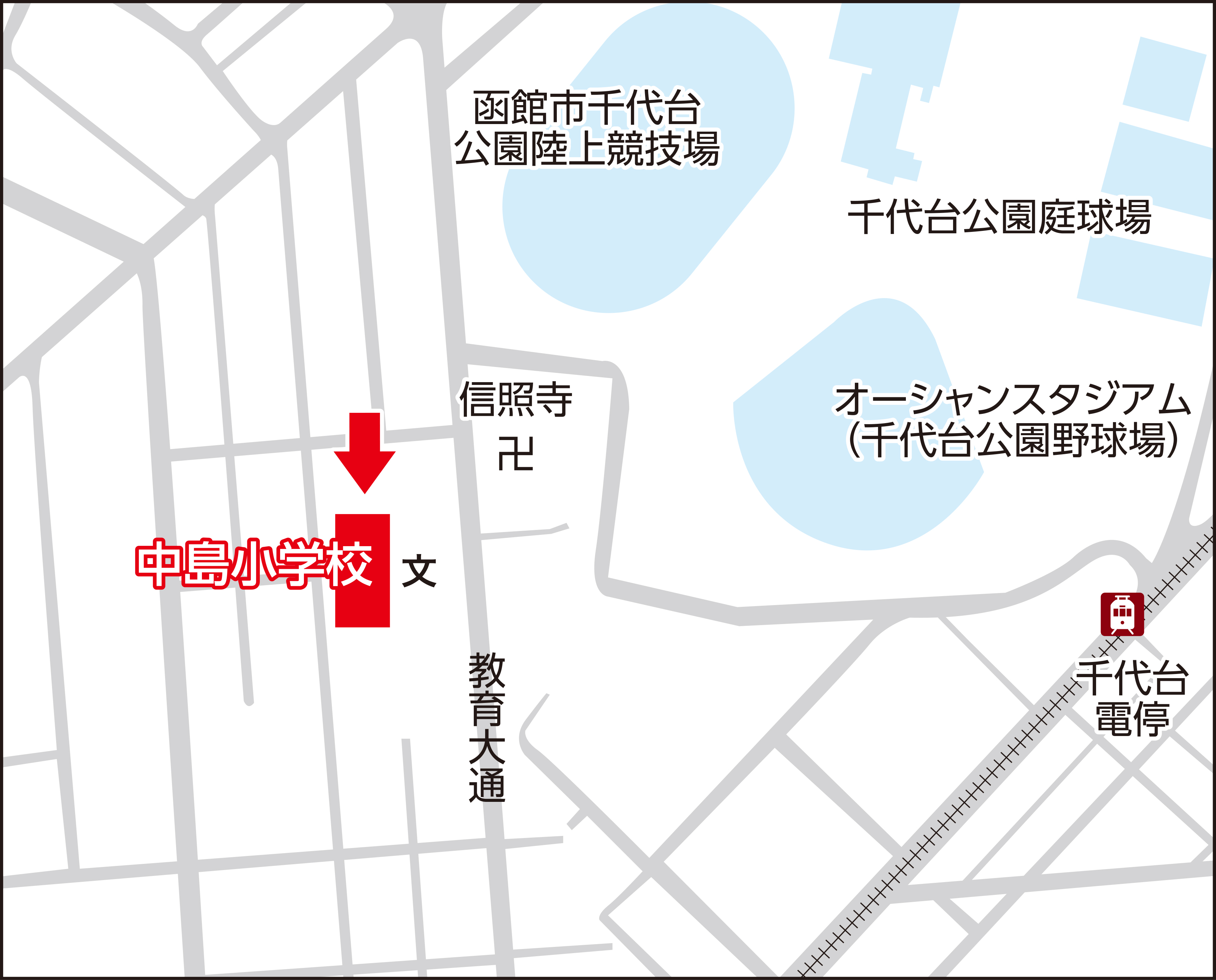 函館市立中島小学校の地図画像