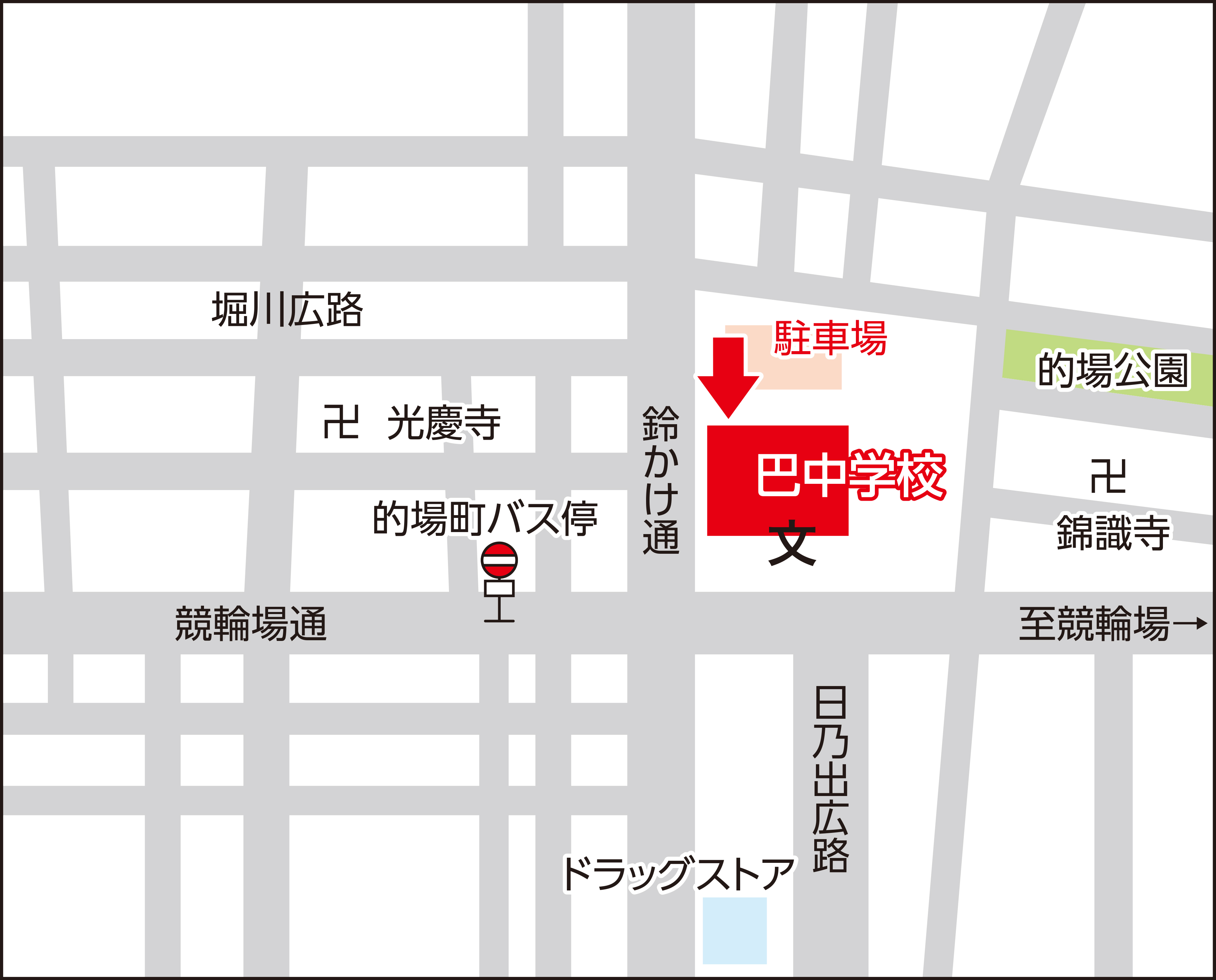 函館市立巴中学校の地図画像