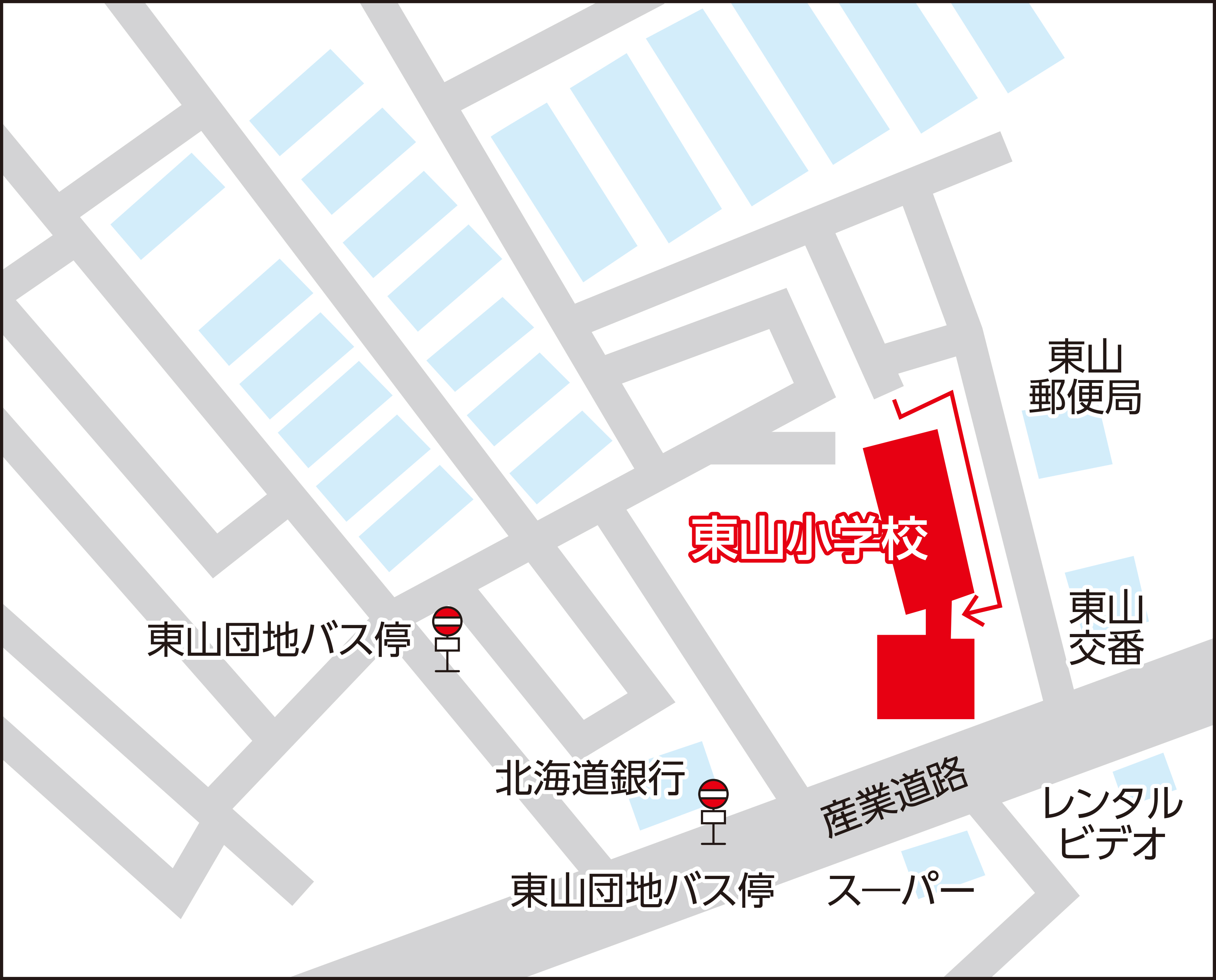 函館市立東山小学校の地図画像