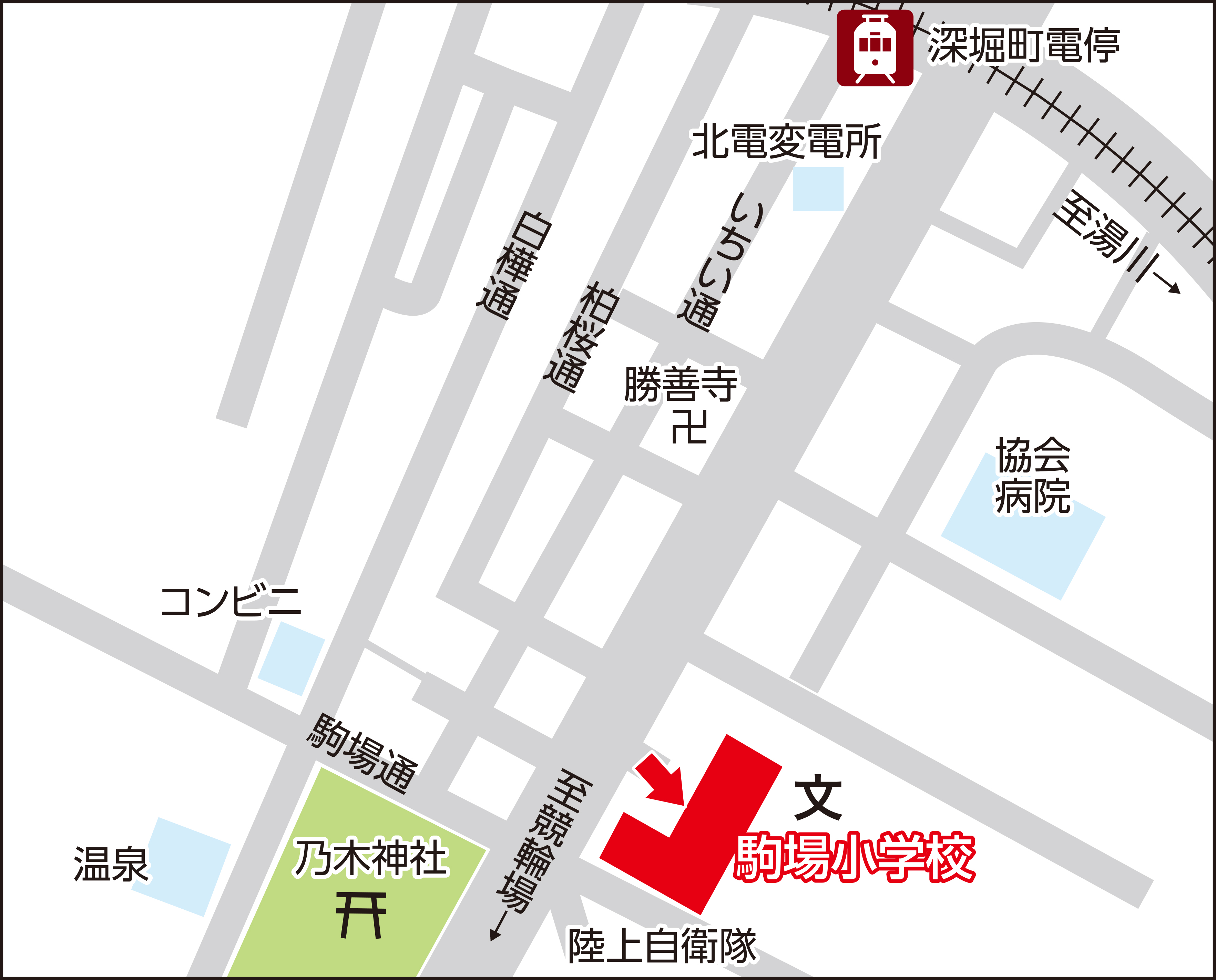 函館市立駒場小学校の地図画像	