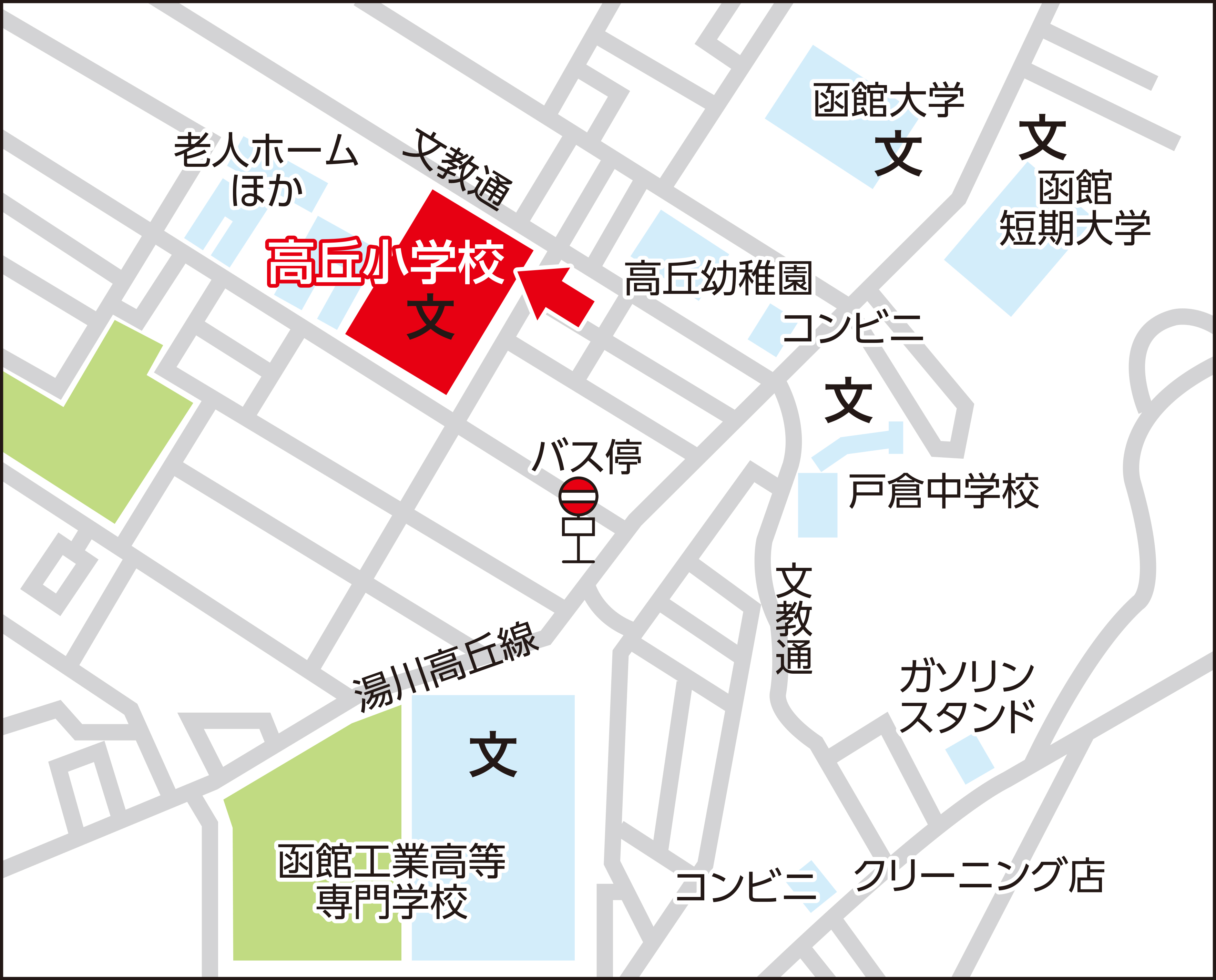 函館市立高丘小学校の地図画像