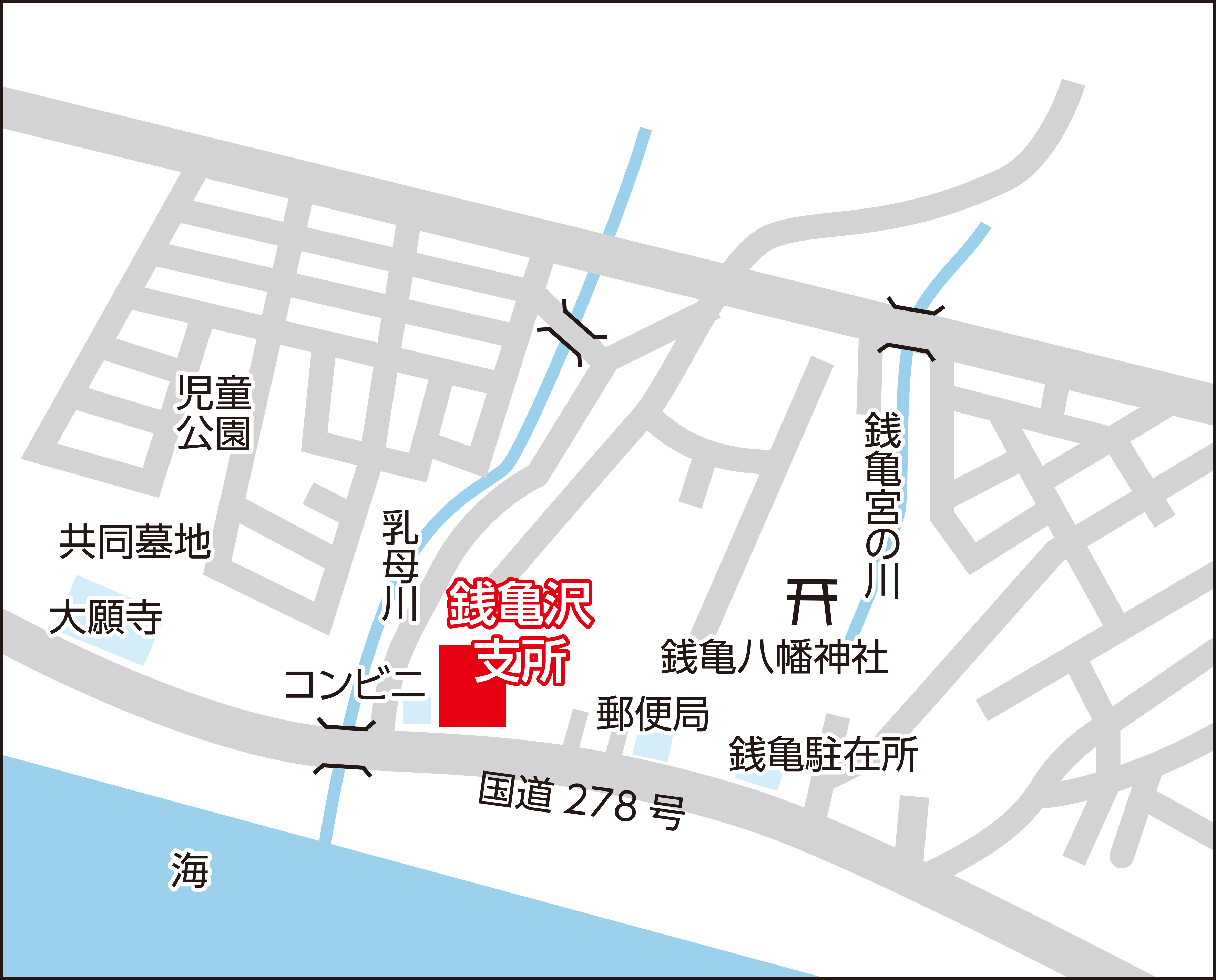 函館市銭亀沢支所の地図画像