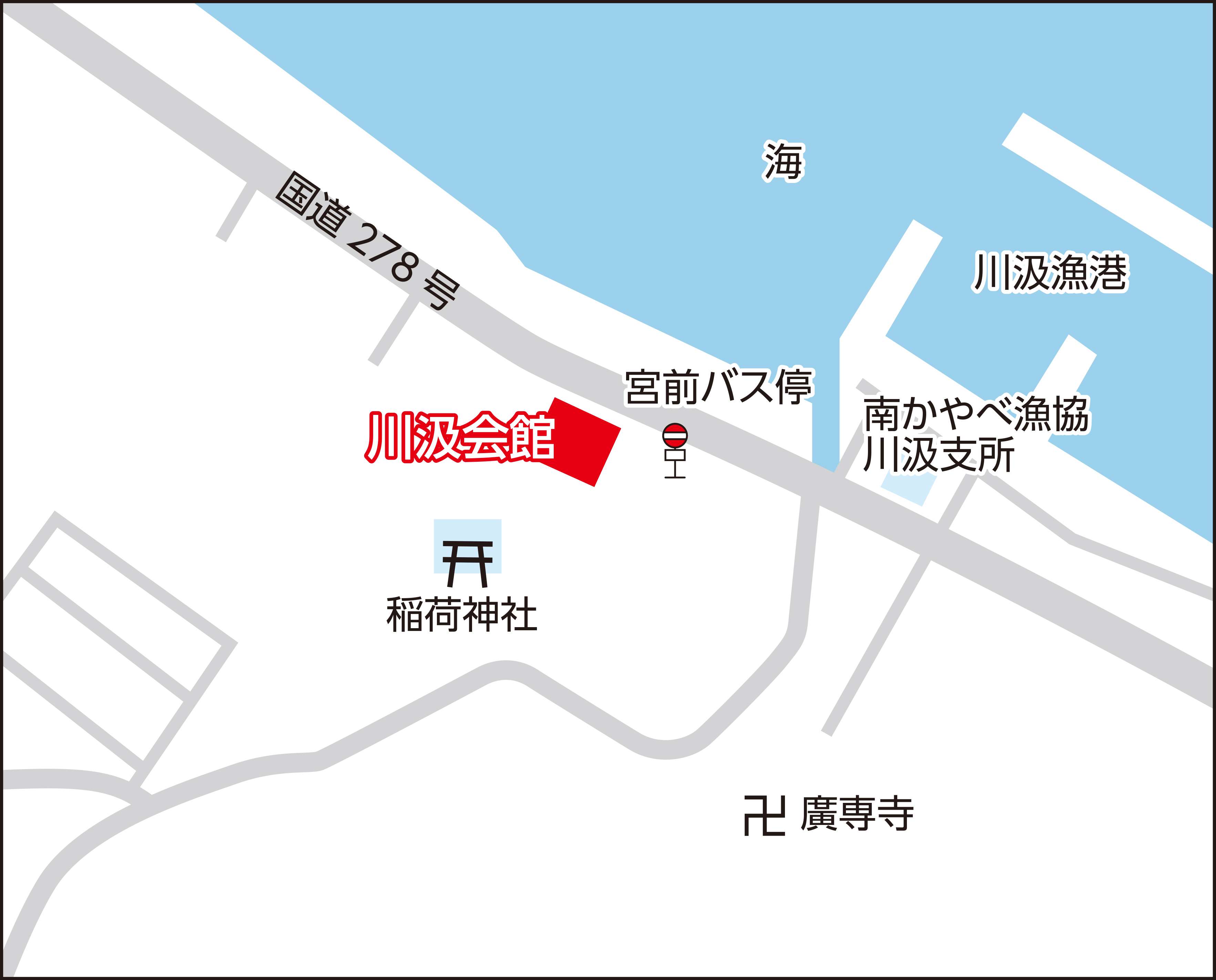 函館市川汲会館の地図画像