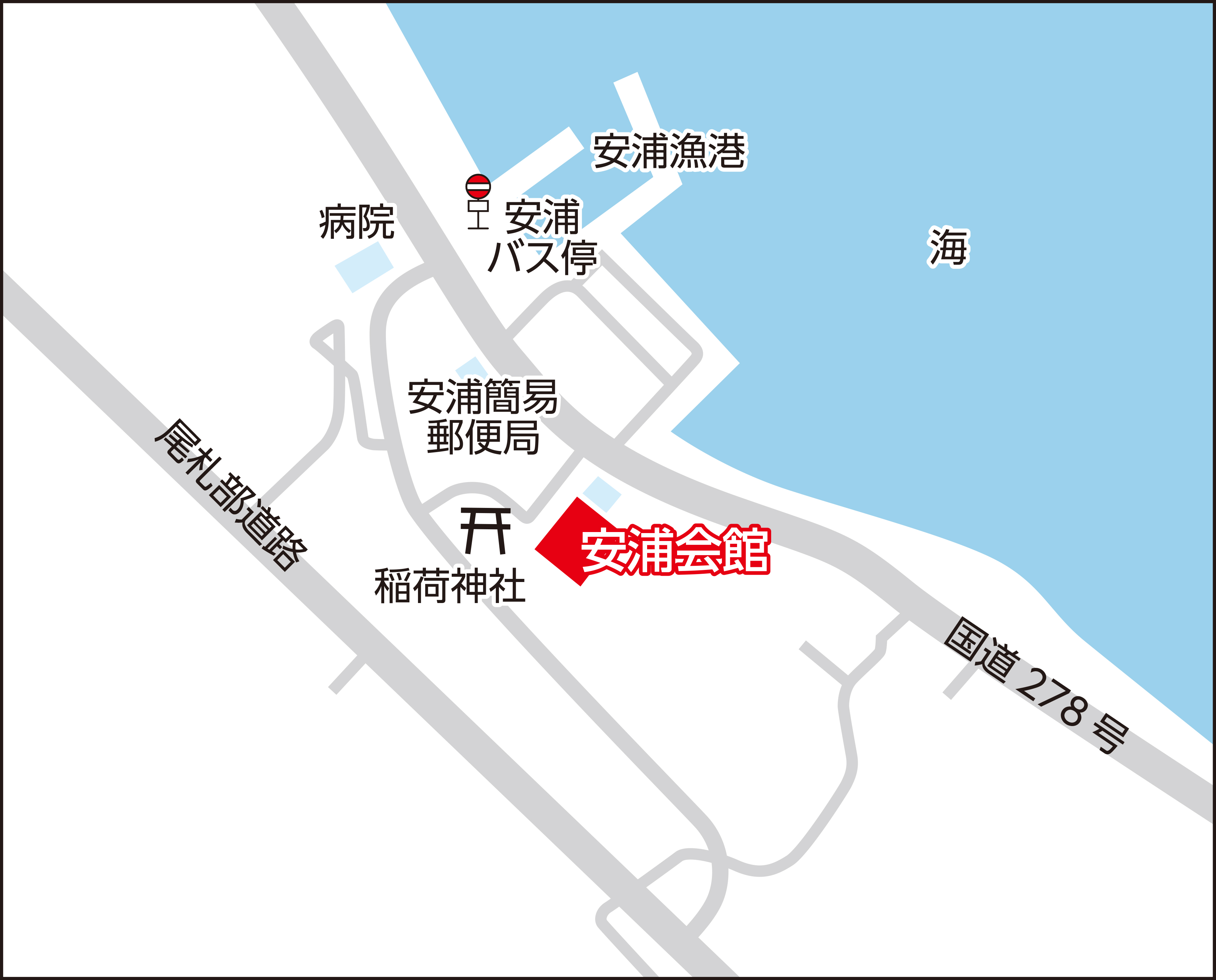 函館市安浦会館の地図画像