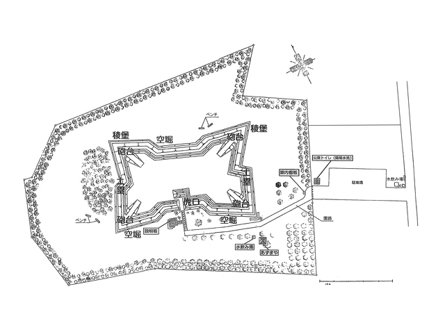 史跡四稜郭の平面図