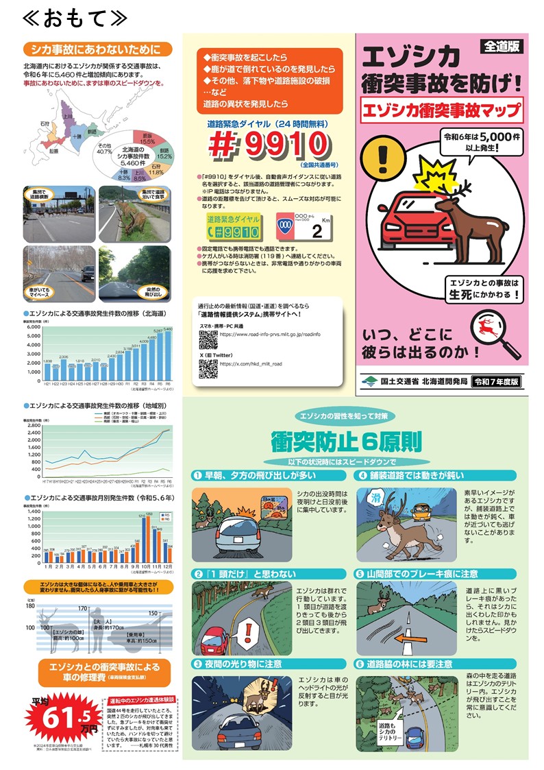エゾシカ衝突事故マップ（おもて）