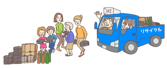 資源回収風景イラスト