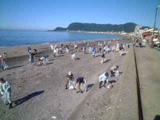過去の海岸清掃ボランティアの様子