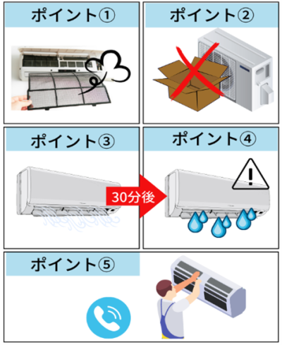 エアコン試運転時の5つのポイントの画像