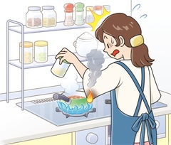 ガスこんろ着衣着火