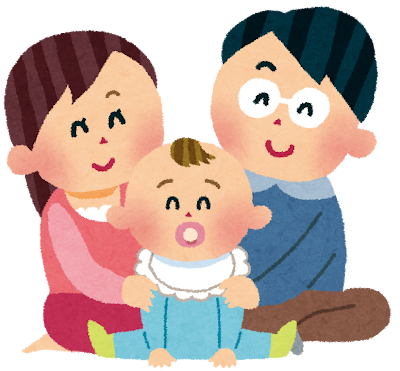 akachan_family 赤ちゃんと夫婦のイラスト